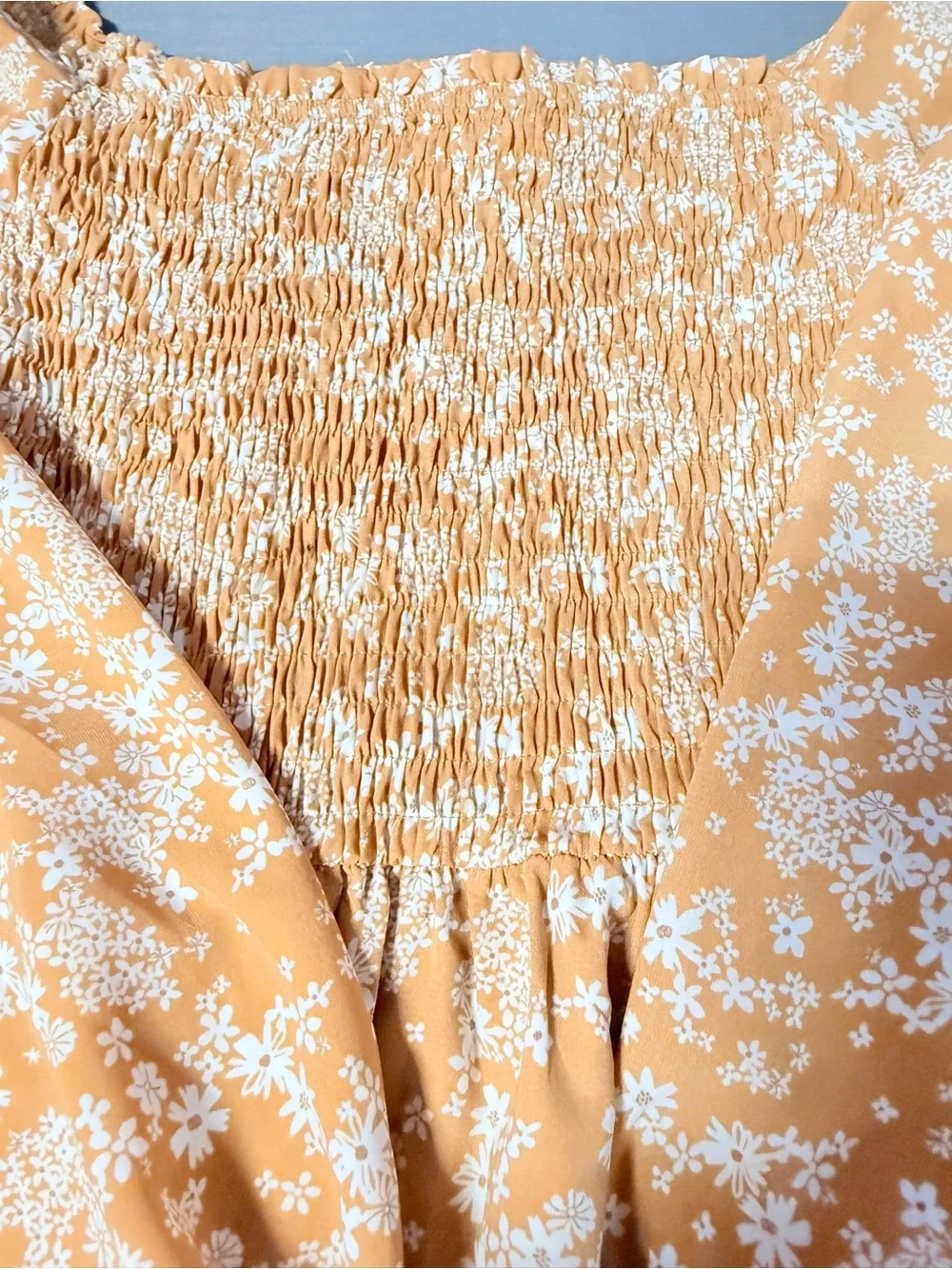Dokotoo Yellow Floral Smocked Long Sleeve Tiered Midi/Maxi Dress size Large